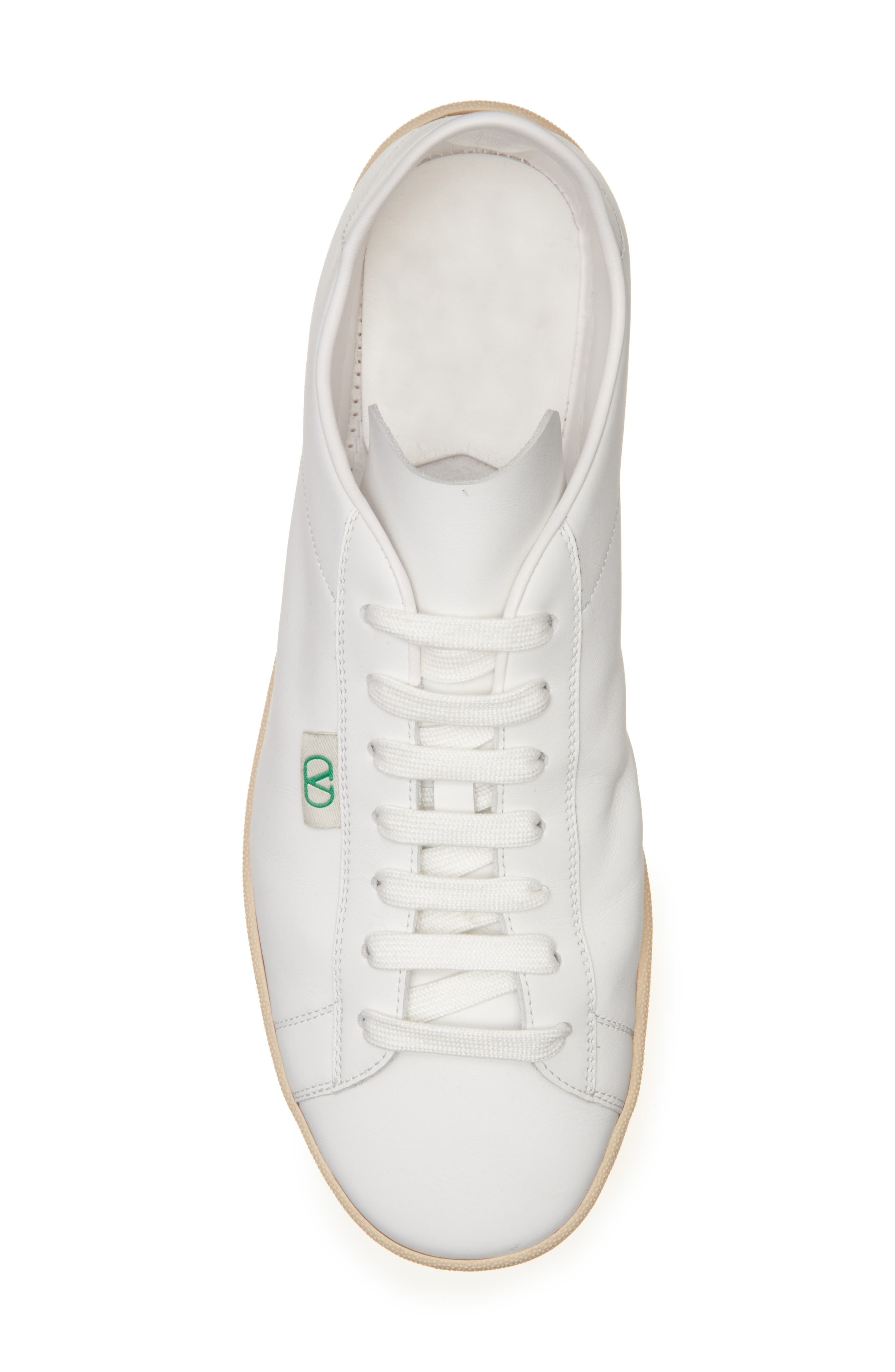 Valentino Garavani Calfskin Leather Sneaker in Bianco/Green Briar/Bianco at Nordstrom - 5