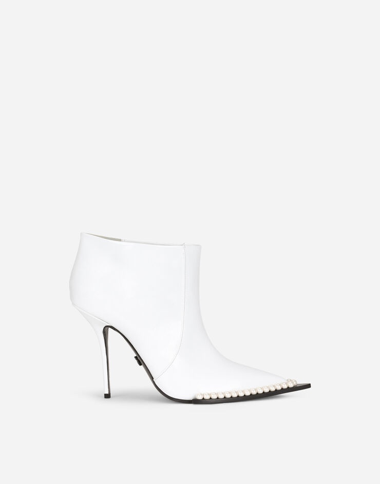 Patent leather ankle boots with pearls - 1