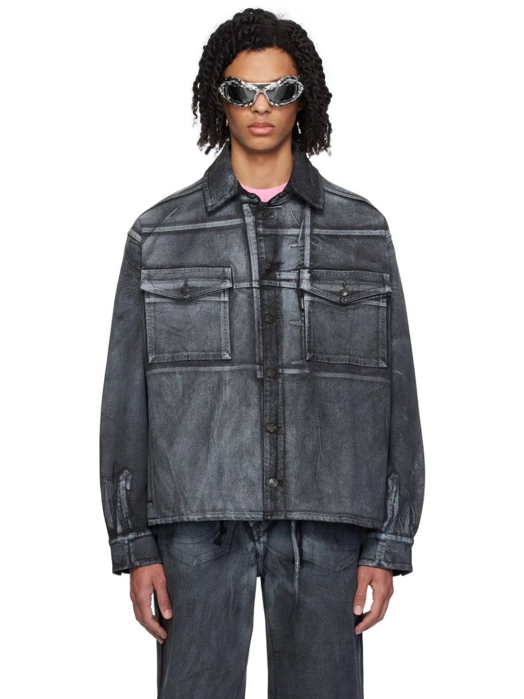 Black Oversized Denim Shirt - 1