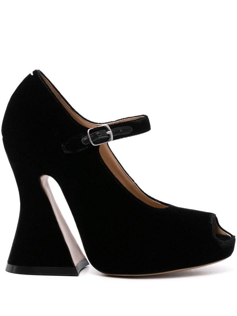 125mm velvet peep-toe sandals 1