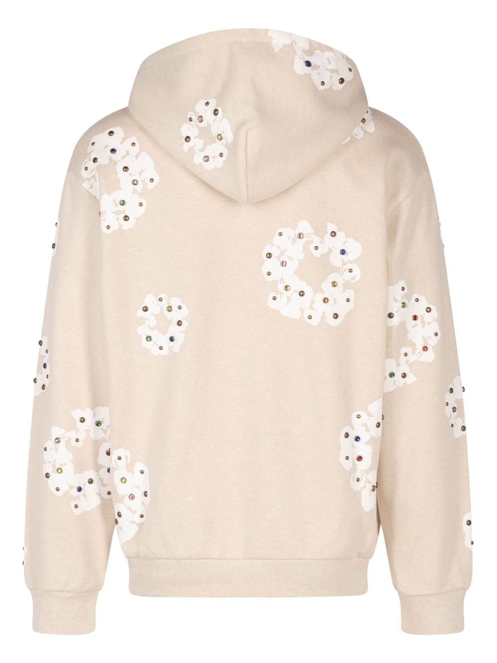 Rhinestone Cotton Wreath zip hoodie - 2