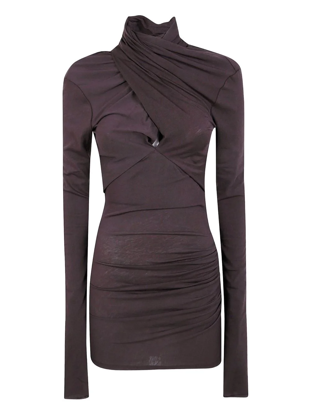 draped-design high-neck top - 1