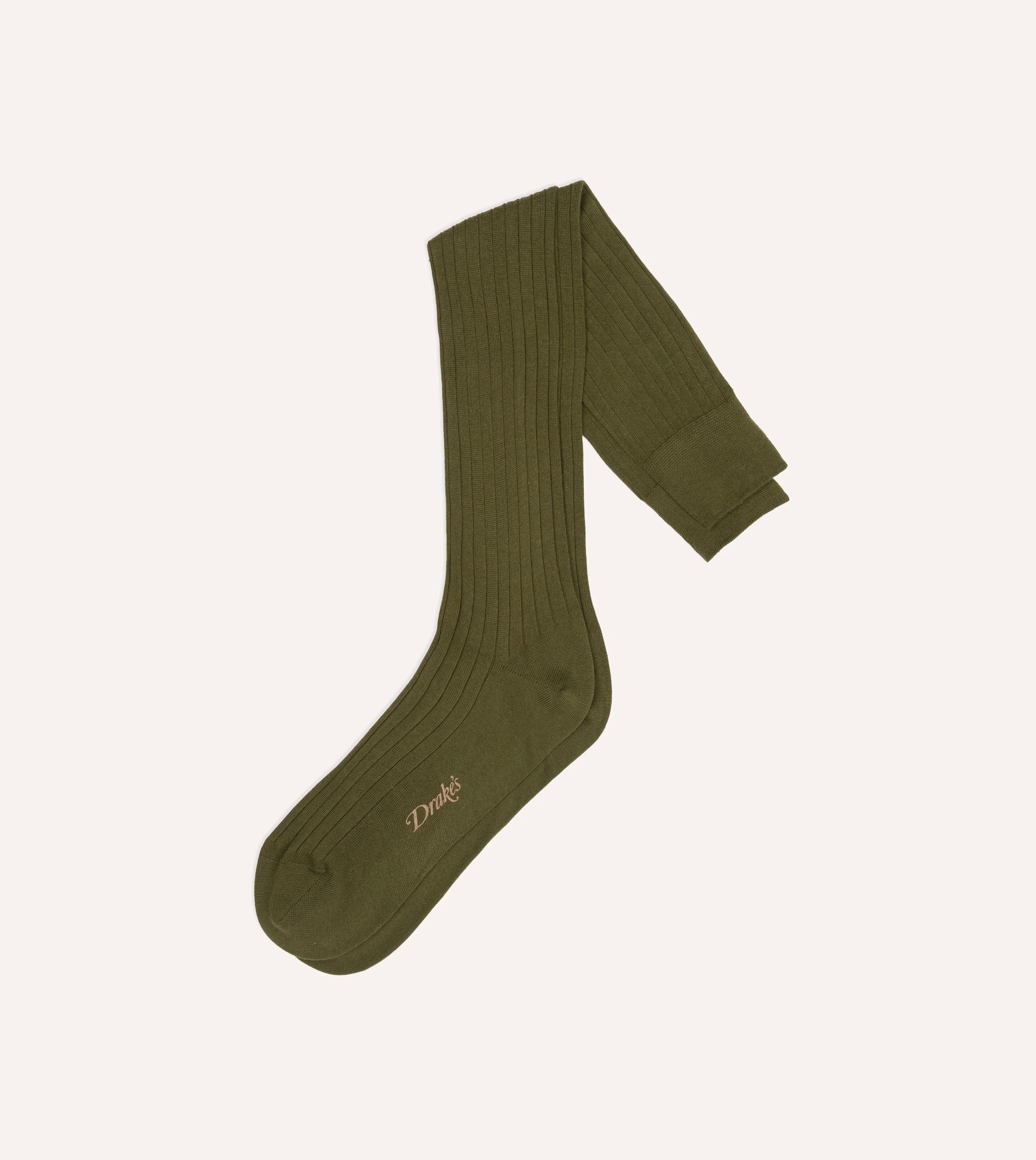 Olive Cotton Over-the-Calf Socks - 1
