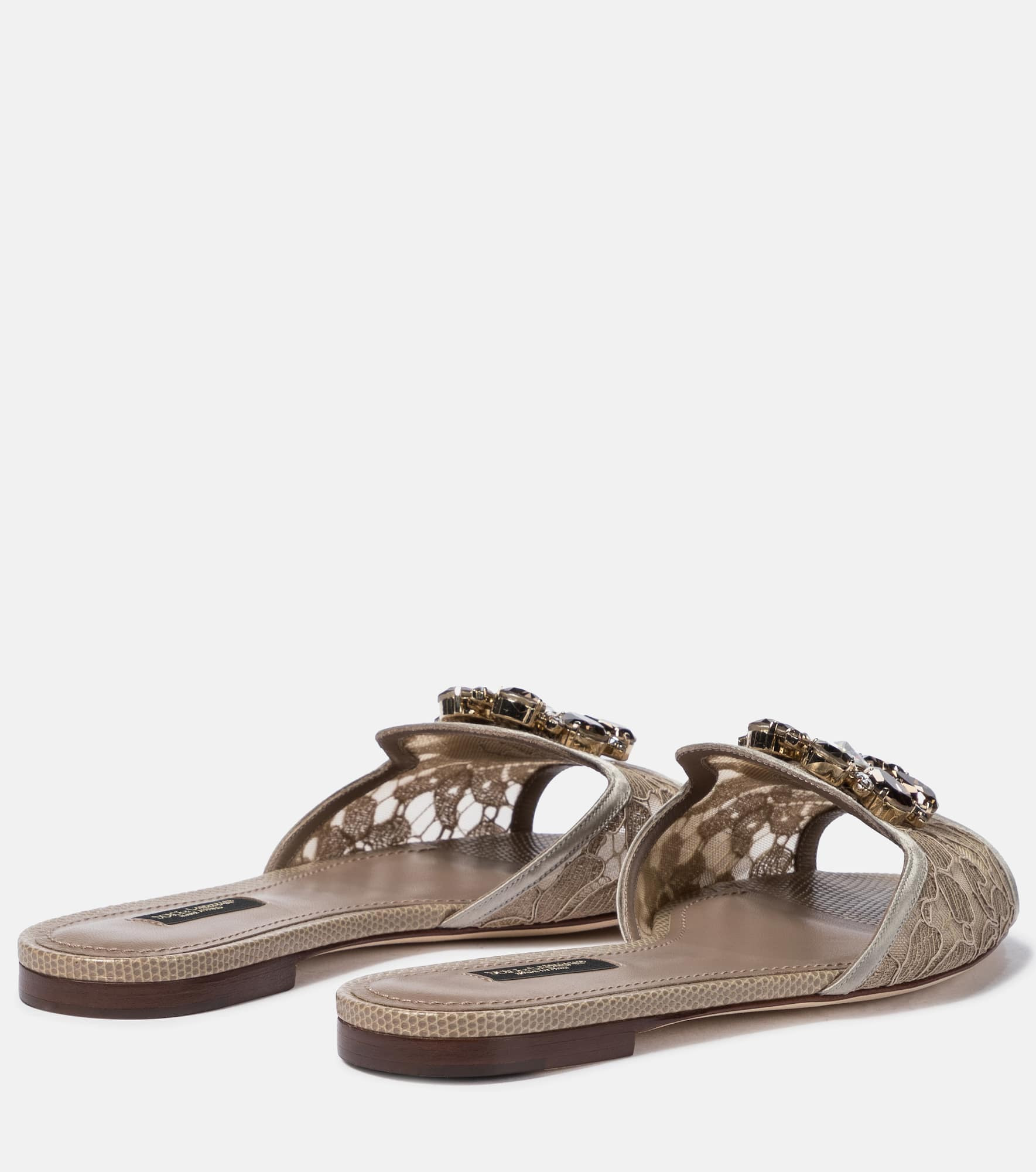 Bianca embellished lace slides - 3