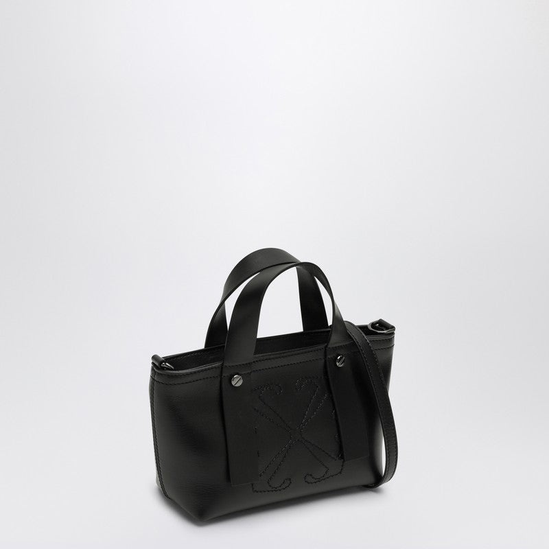 Off-White Black Leather Handbag With Logo Women - 2