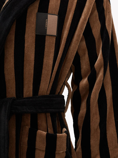 FENDI Striped cotton-terry hooded bathrobe outlook