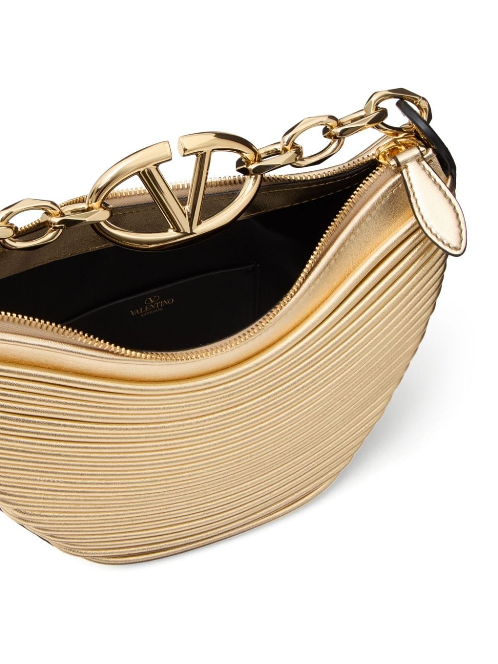 VLogo metallic leather shoulder bag - 7