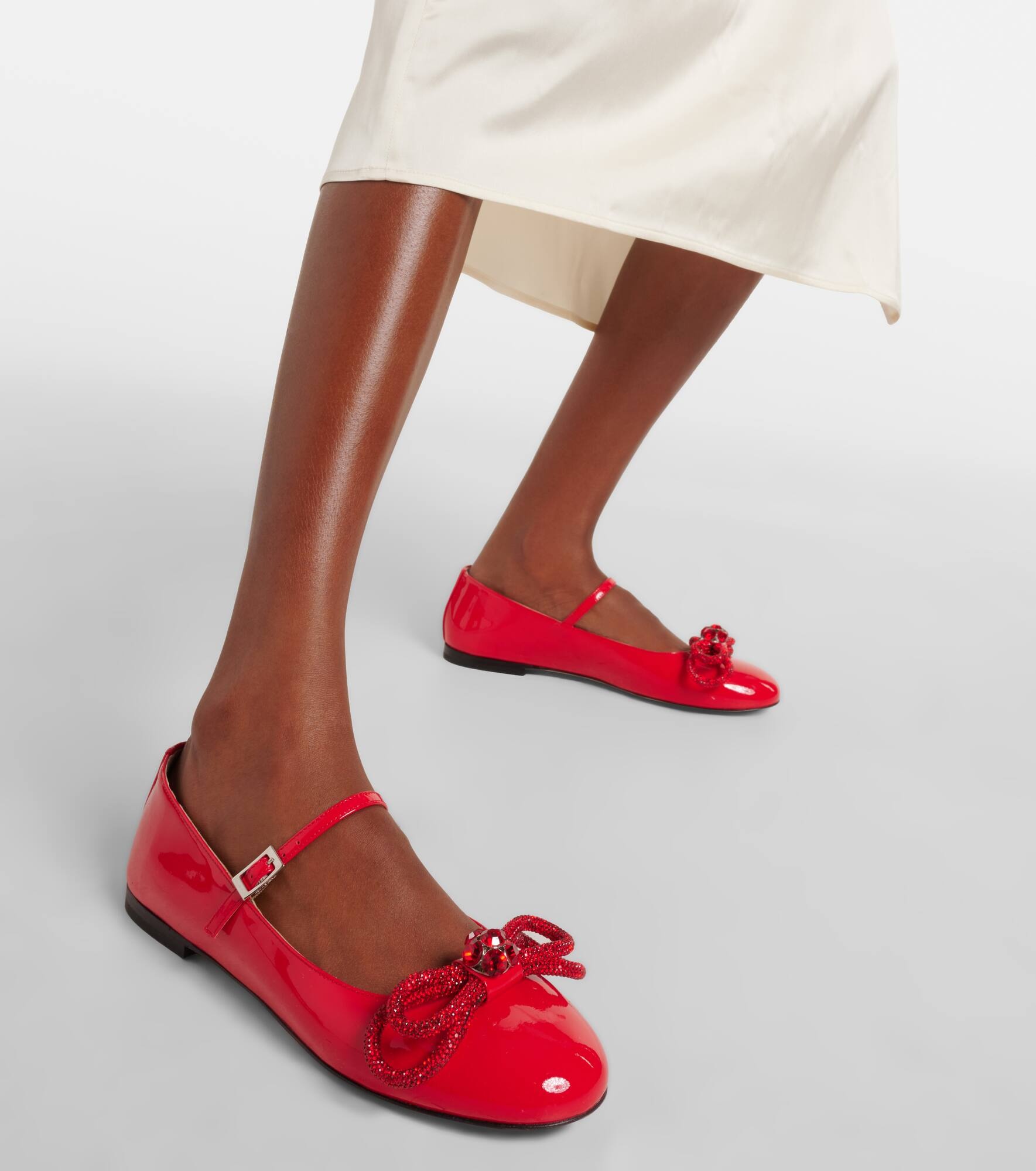 Bow-detail patent leather Mary Jane flats - 7