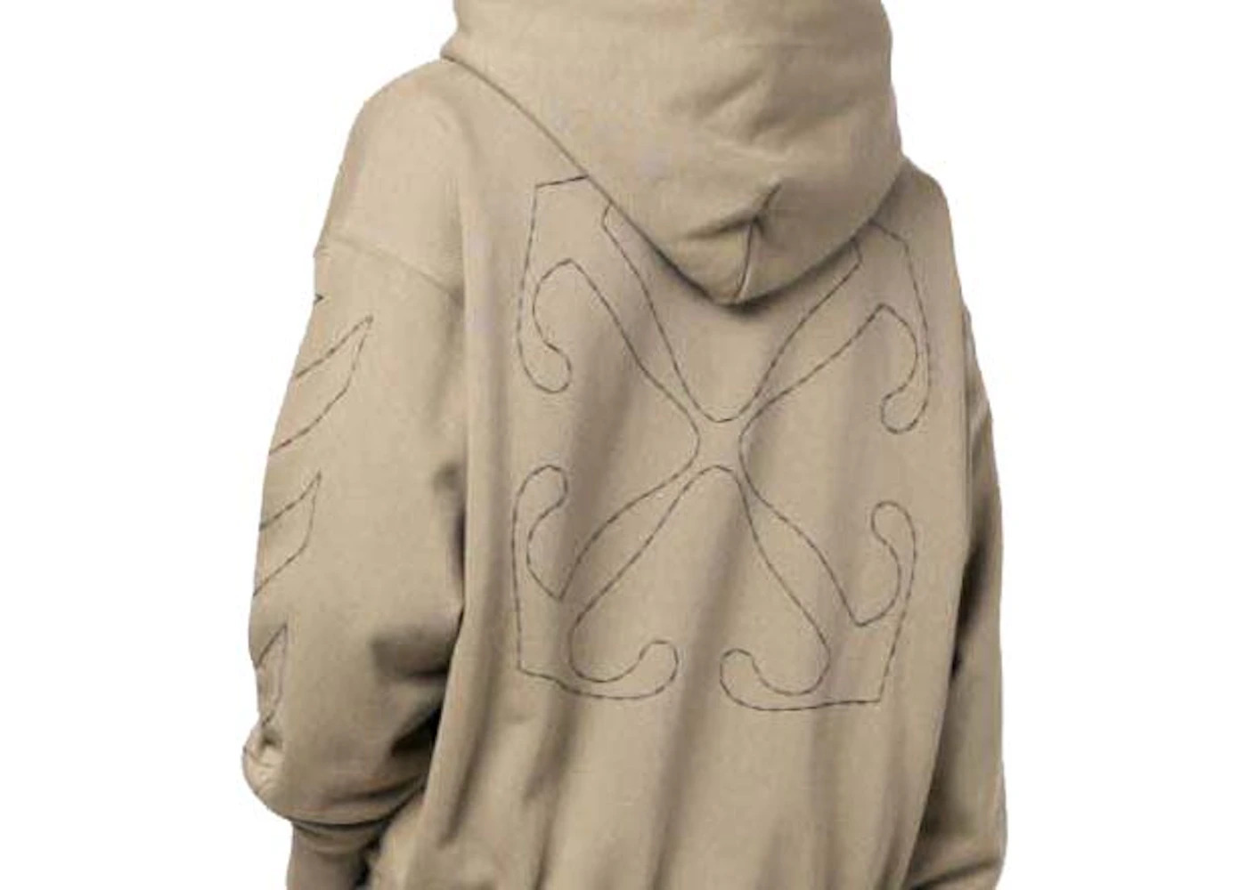OFF-WHITE Stitch Skate Drawstring Hoodie Beige - 2