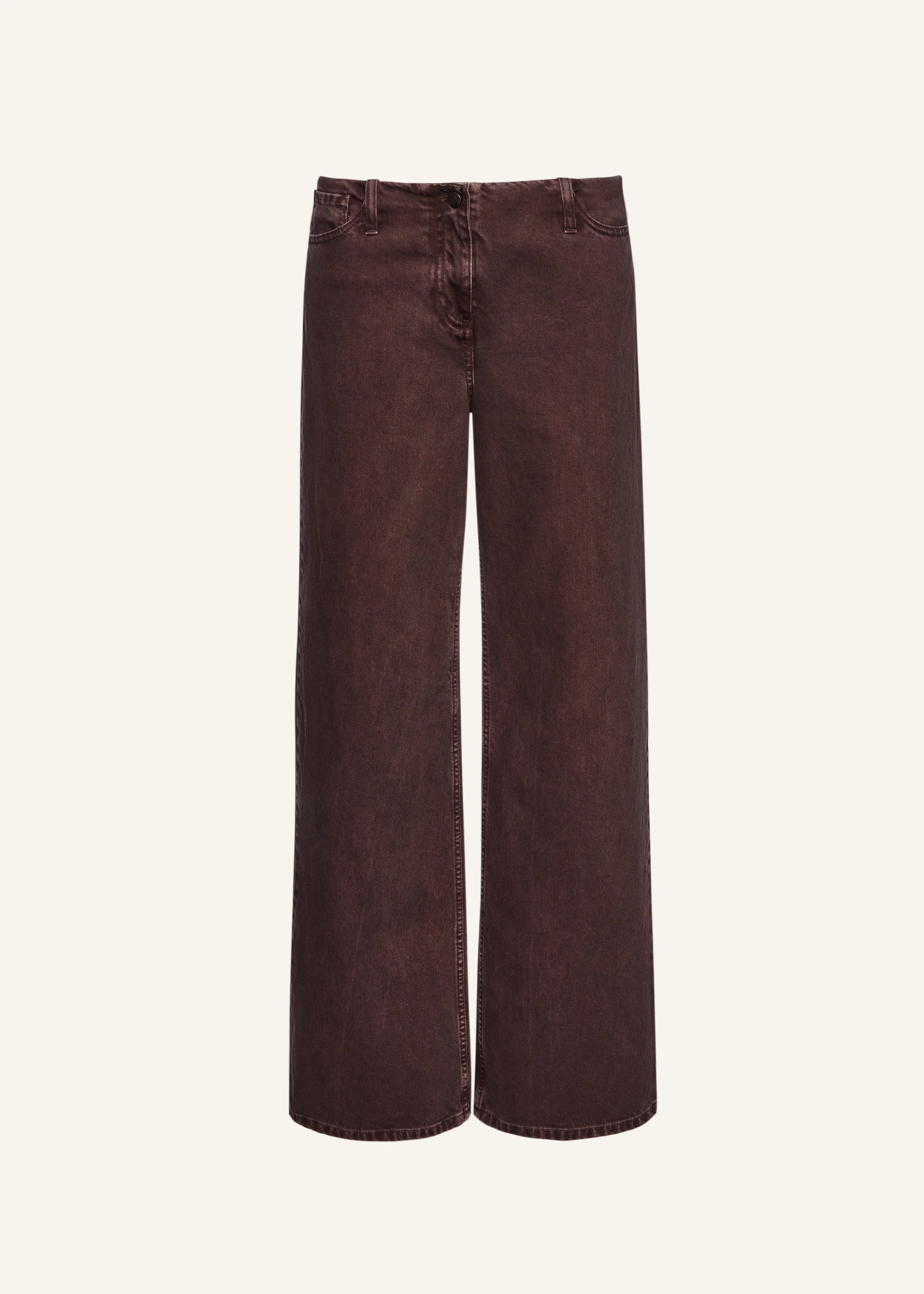 Ultra-low-waist wide-leg denim in brown - 1