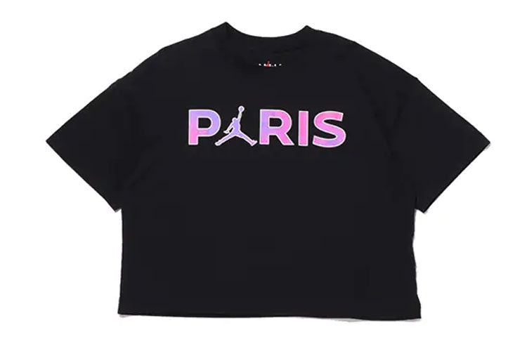 (WMNS) Air Jordan x PSG Logo Tee 'Core Black' CZ7506-010 - 2