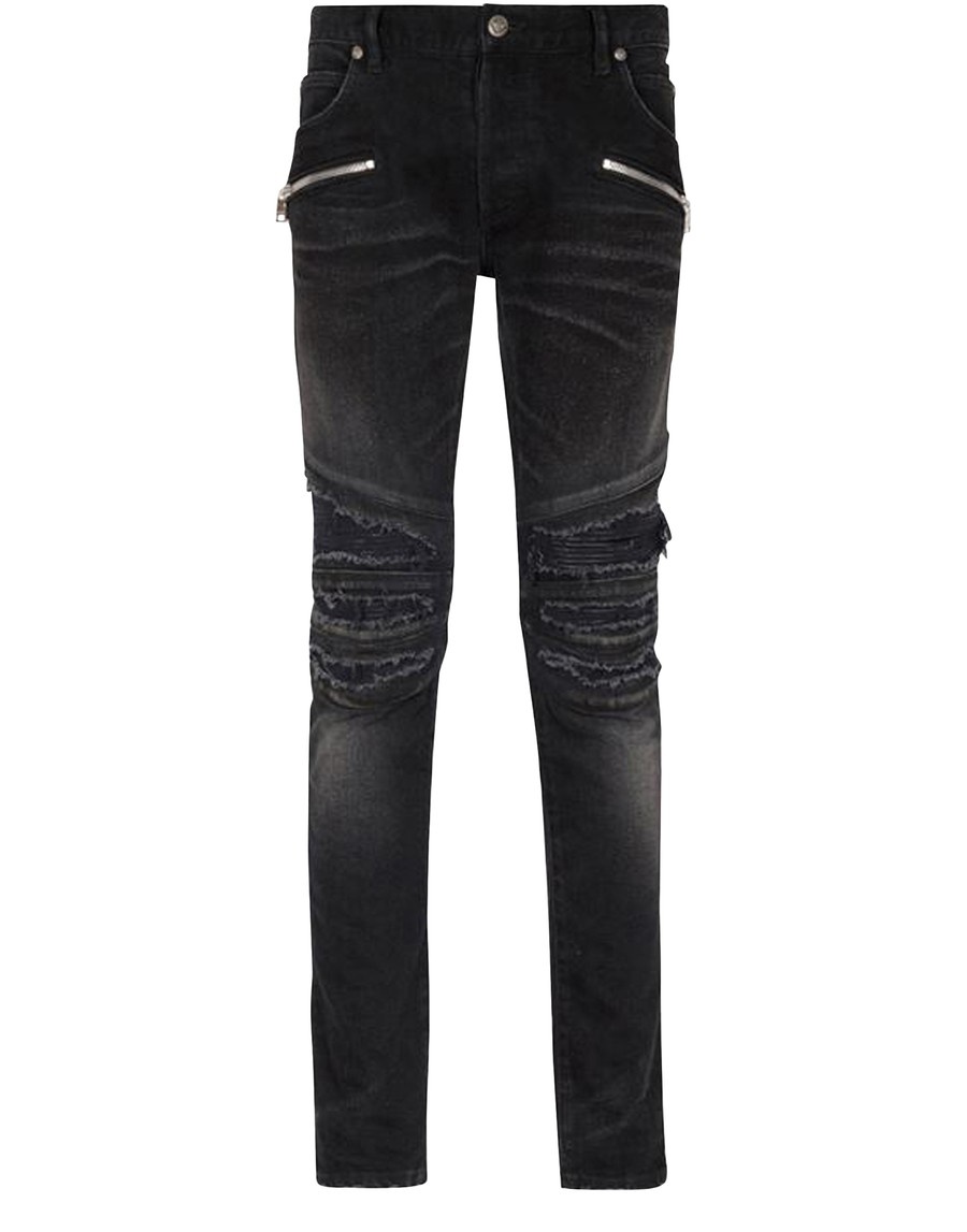 Slim cut ripped cotton jeans - 1