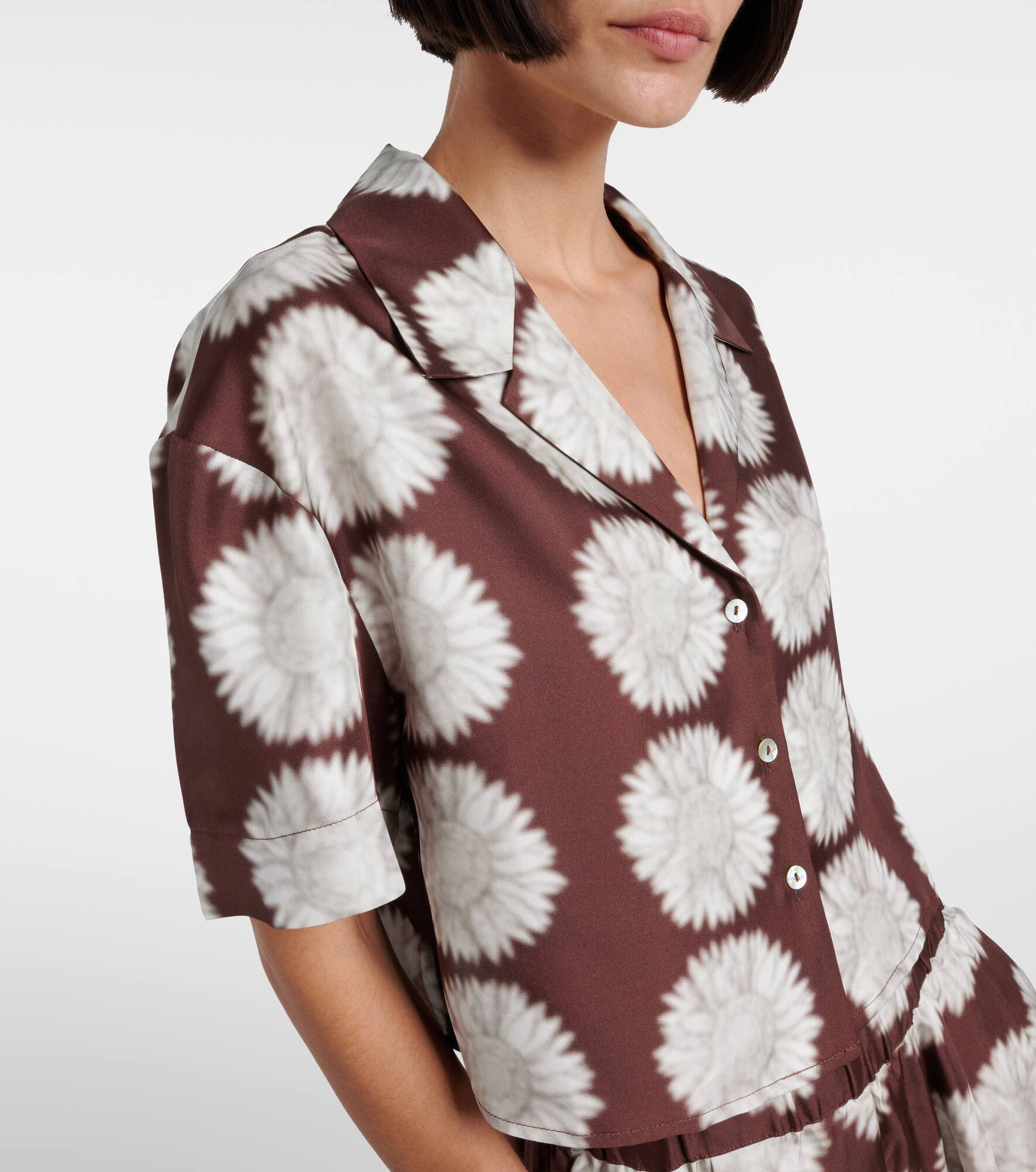 Lincoln floral silk twill cropped shirt - 4