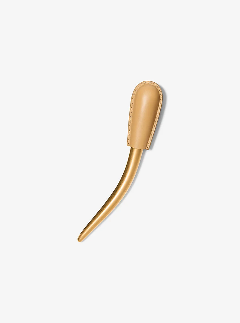 Leather Wrapped Brass Hair Pin - 1