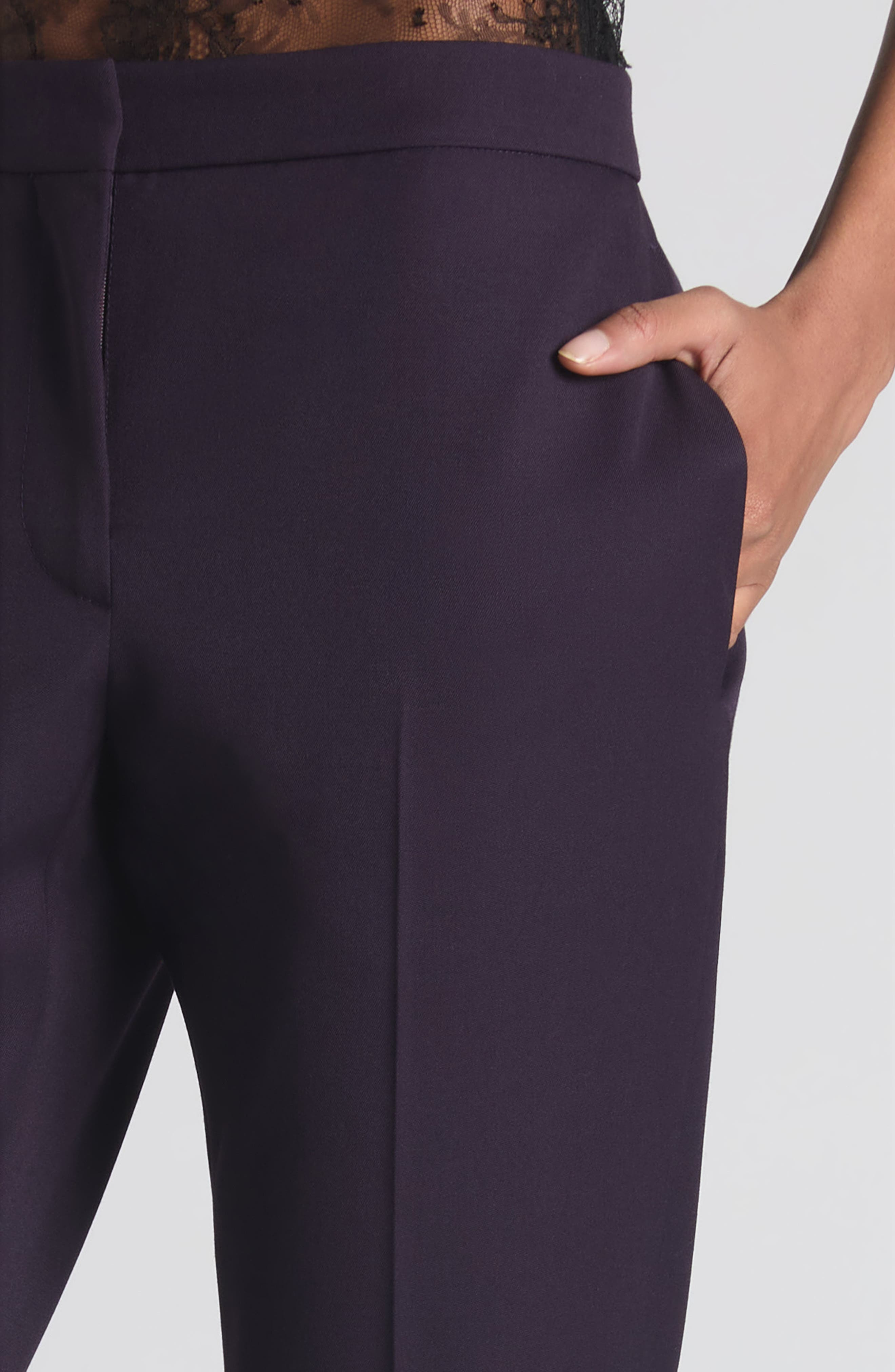 McQueen Wool Cigarette Trousers in Violet at Nordstrom - 4