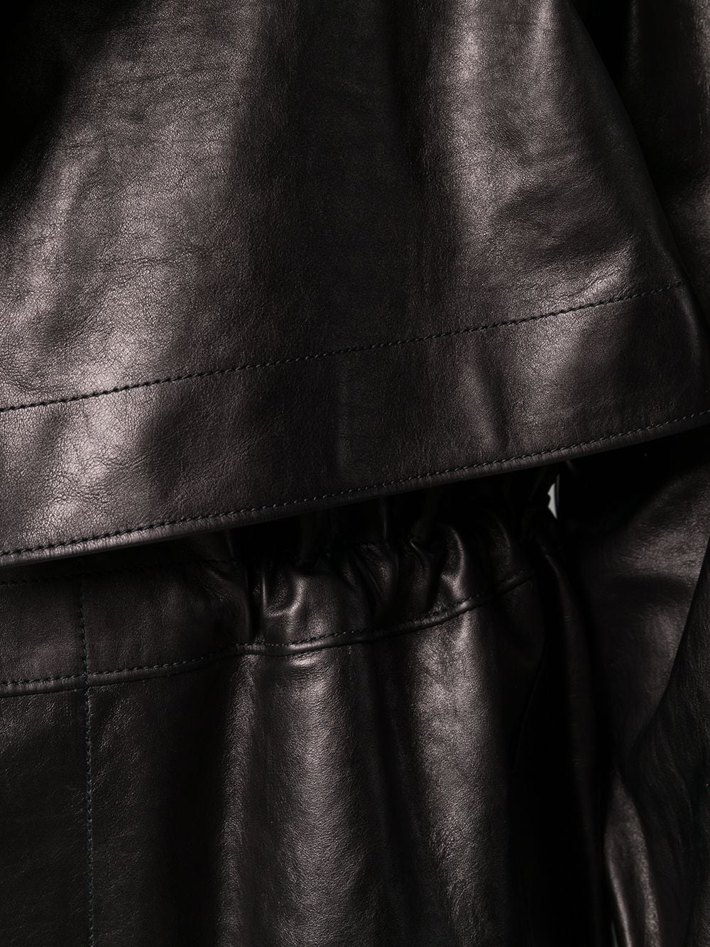 single-breasted leather trench coat - 5