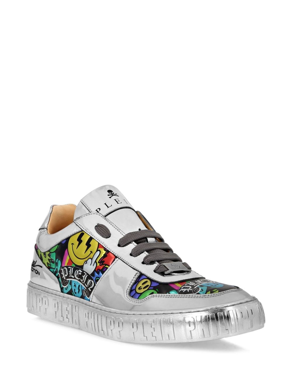 mirrored-leather sneakers - 2