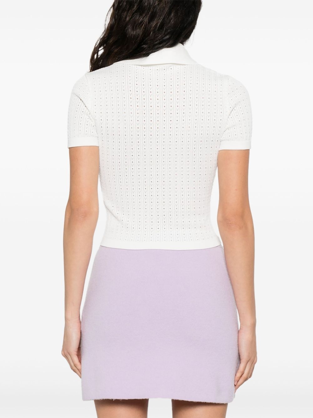 pointelle-knit polo top - 4
