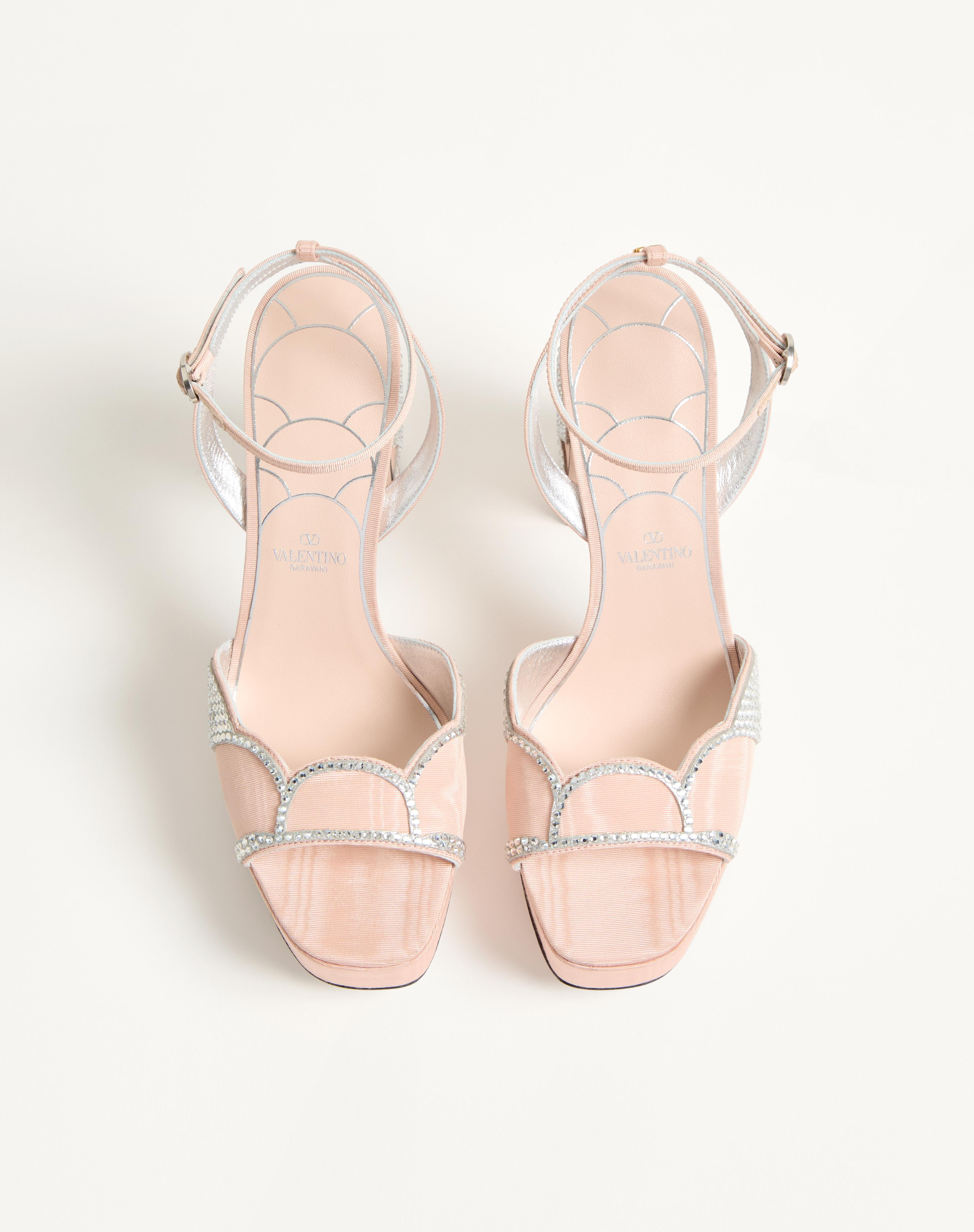 BOWOW PLATFORM SANDAL IN MOIRÉ FABRIC WITH CRYSTALS 115MM - 4