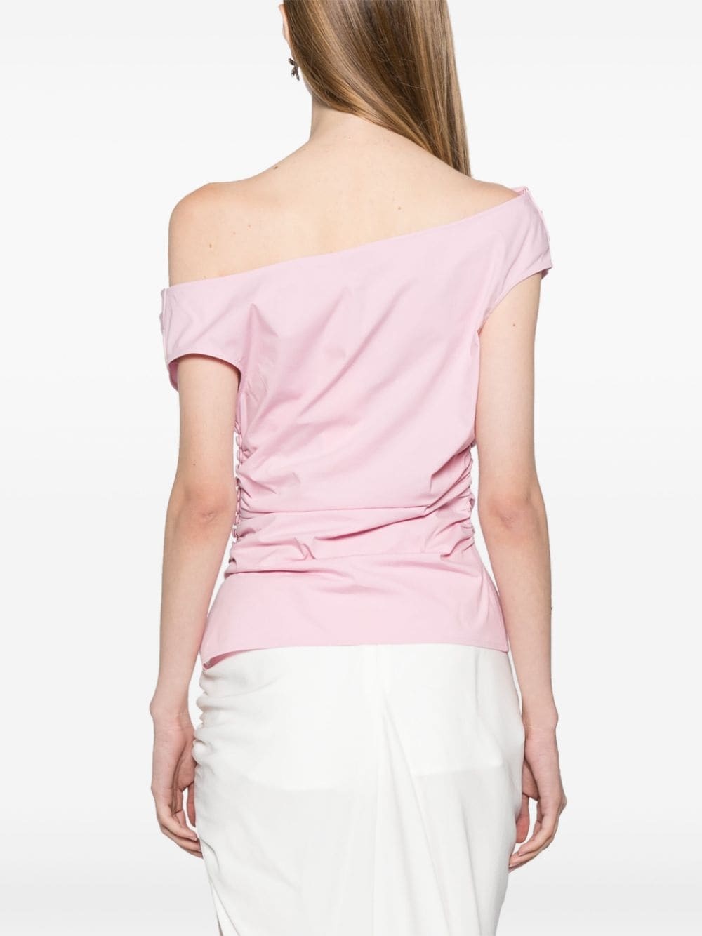 draped off-shoulder top - 4