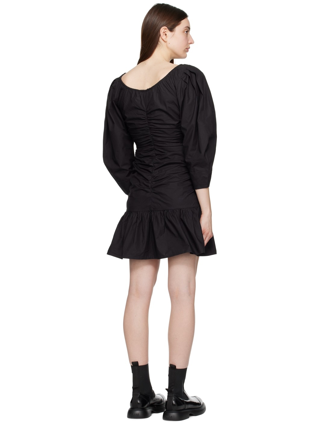 Black Gathered Minidress - 3