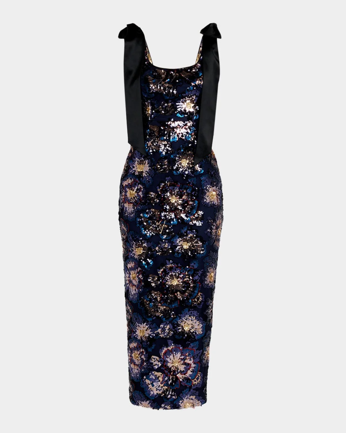 Kyle Satin Bow Sequin Column Midi Dress - 1