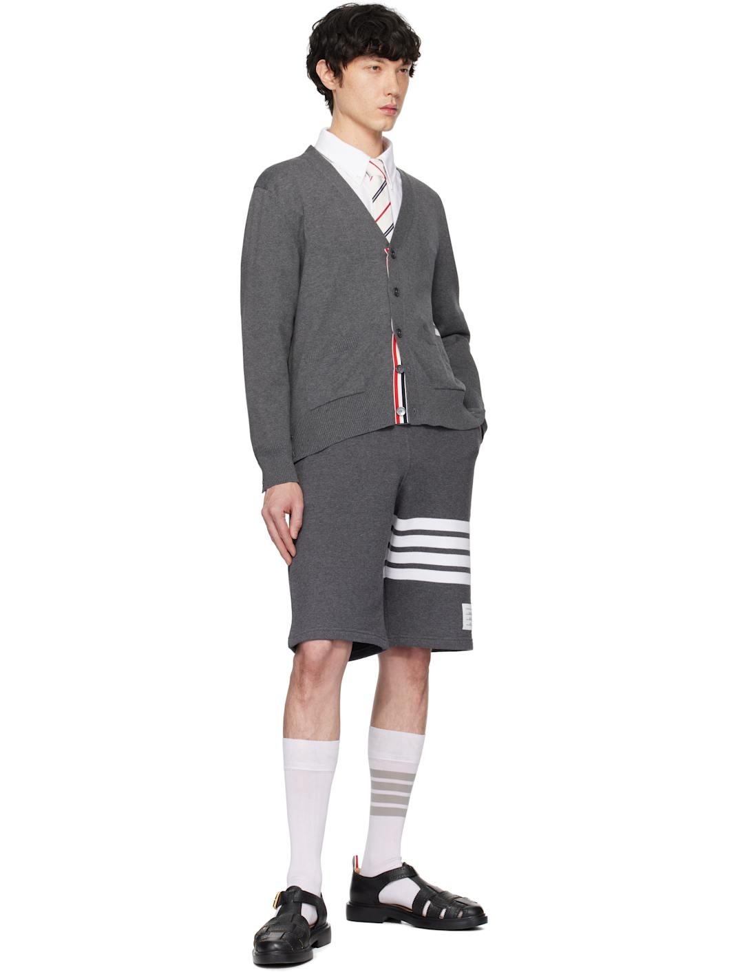 Gray Jersey Stitch Relaxed Fit V Neck Cardigan - 4
