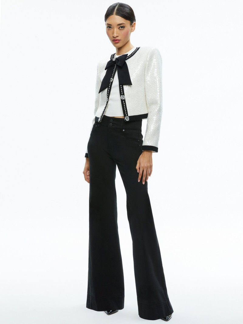 Alice + Olivia GWYNETH EMBELLISHED CROPPED BOW JACKET outlook