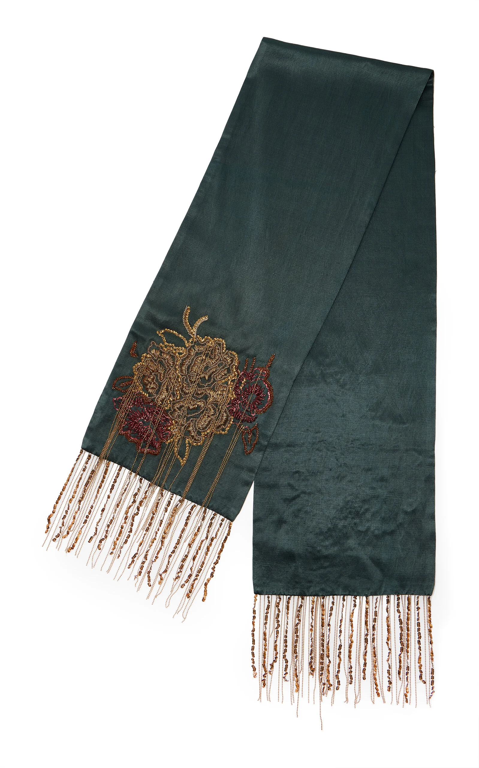 Embroidered Silk Scarf - 1