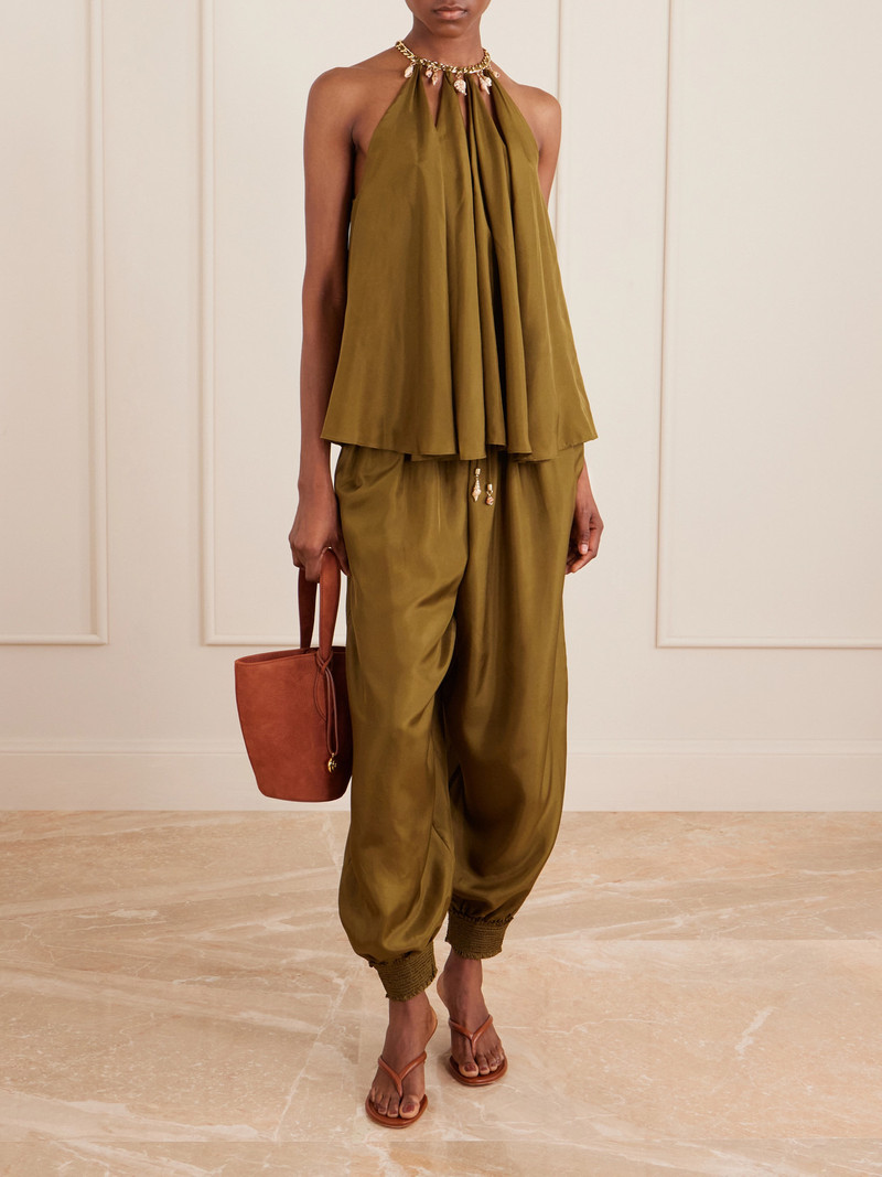 Zimmermann Mahon Embellished Gathered Silk-satin Blouse outlook