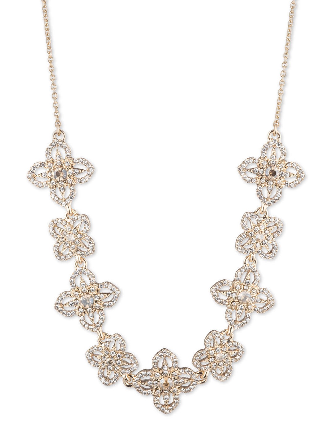 GOLD LACE FLORAL NECKLACE - 1