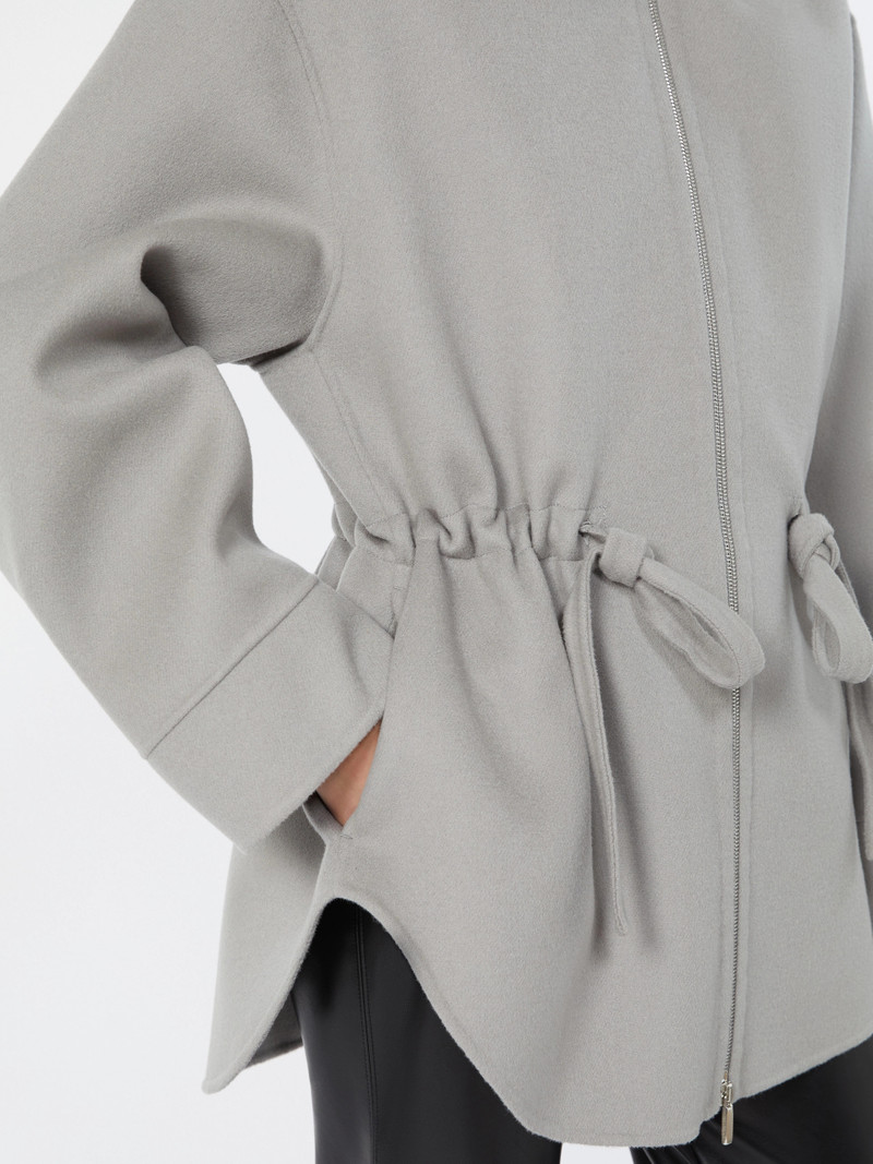 MONIA Short wool coat with hood - PEARL GREY 5