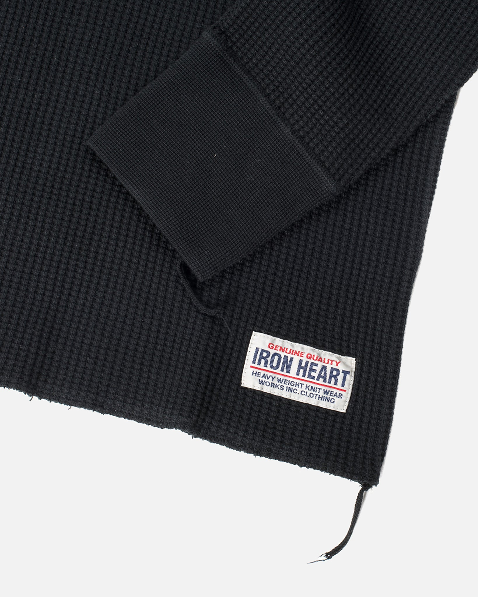 IHTL-1301-BLK Waffle Knit Long Sleeved Crew Neck Thermal Top - Black - 5