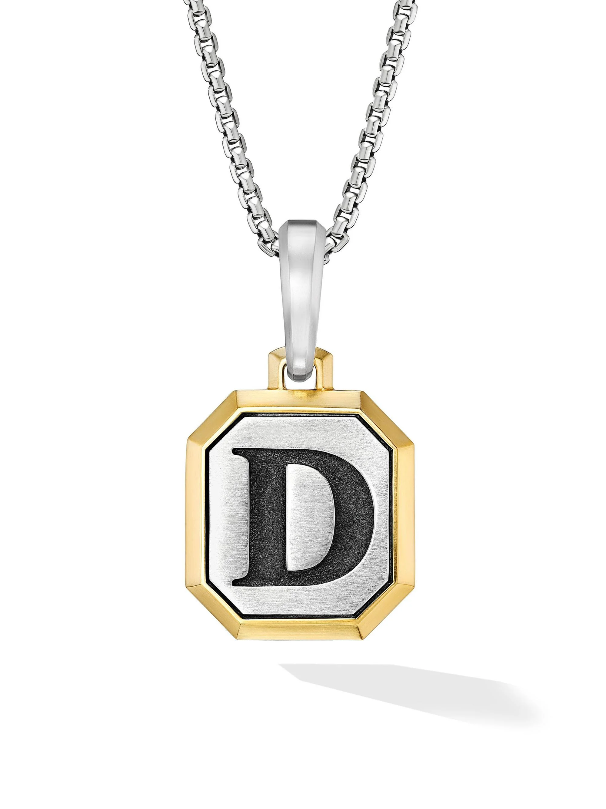 Men's Initial Amulet in Sterling Silver - D Silver - 1