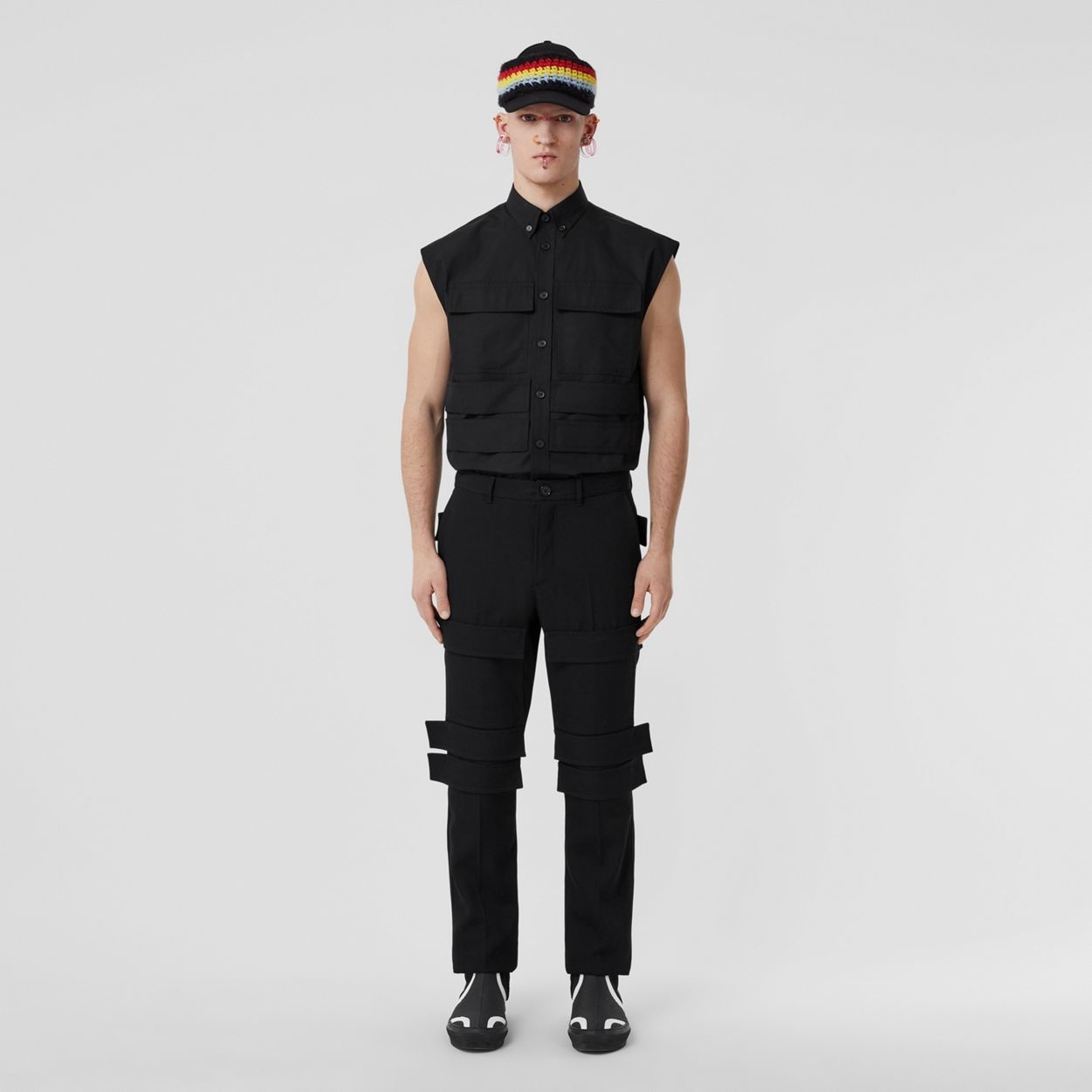 Panel Detail Sleeveless Cotton Poplin Shirt - 2