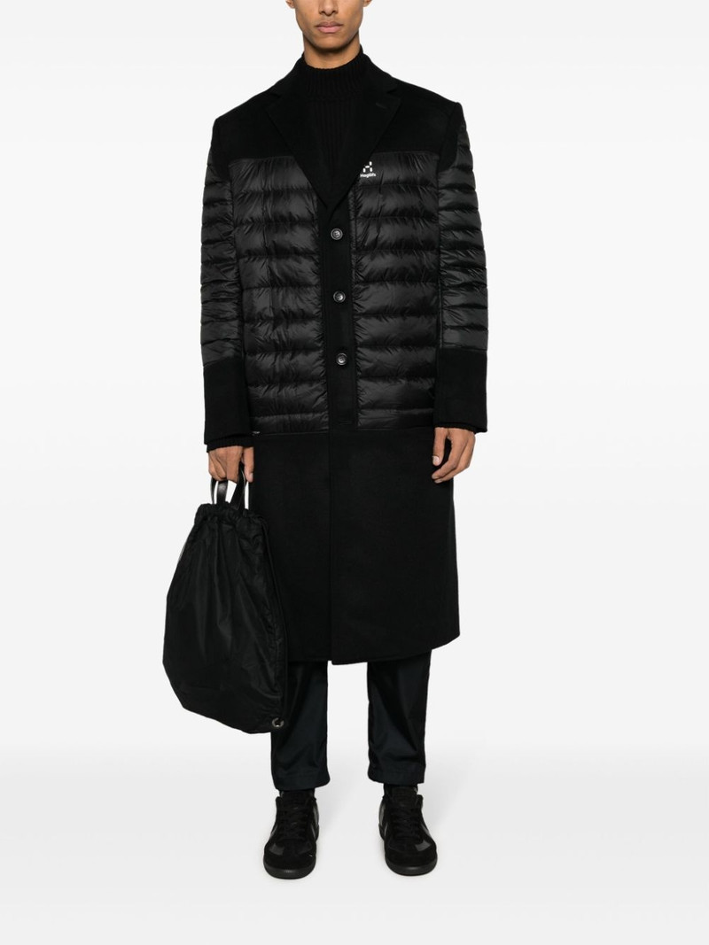 Junya Watanabe MAN logo-print single-breasted padded coat outlook