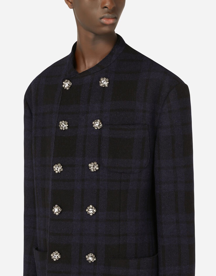 Deconstructed double-breasted checked jersey jacket - 4