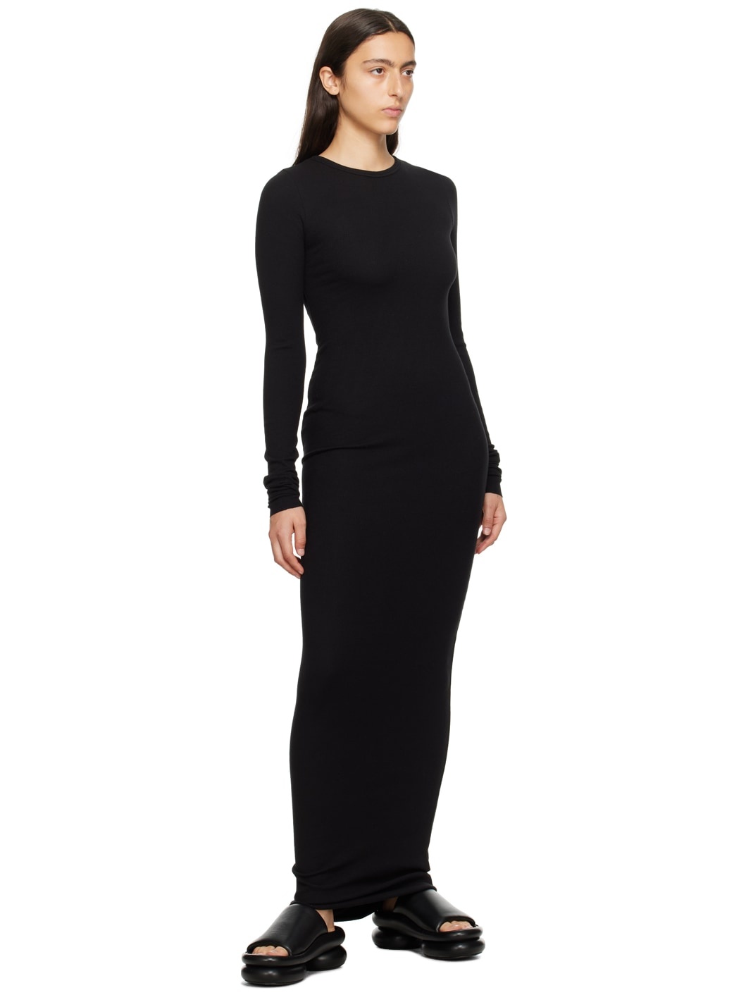 Black Crewneck Maxi Dress - 4