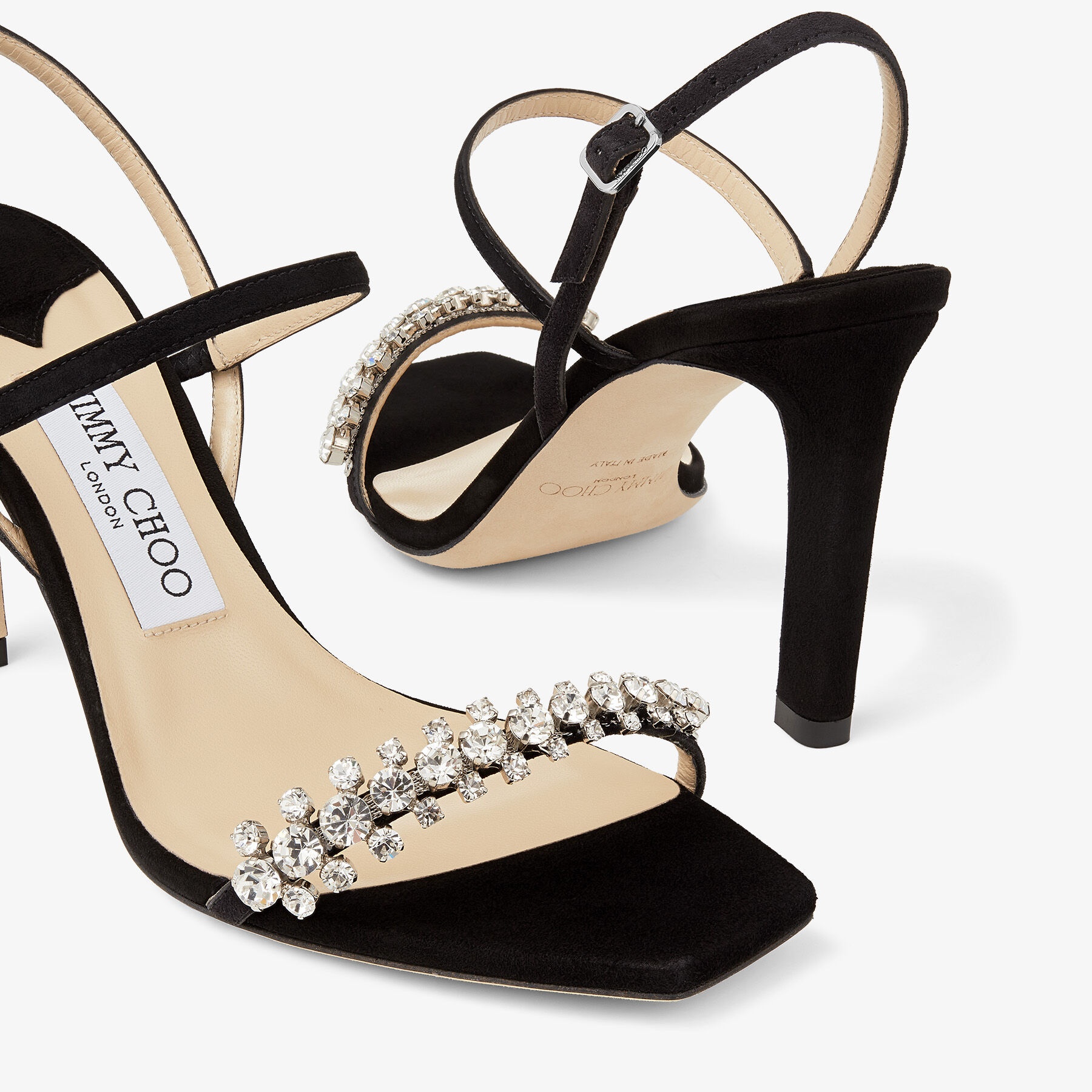 Meira 85
Black Suede Sandals with Crystal Embellishment - 4