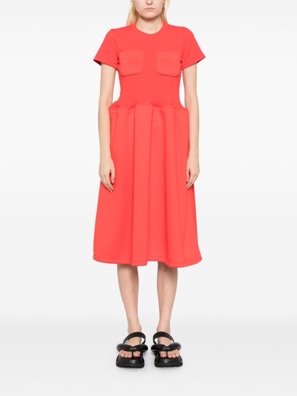 short-sleeve flared midi dress - 2