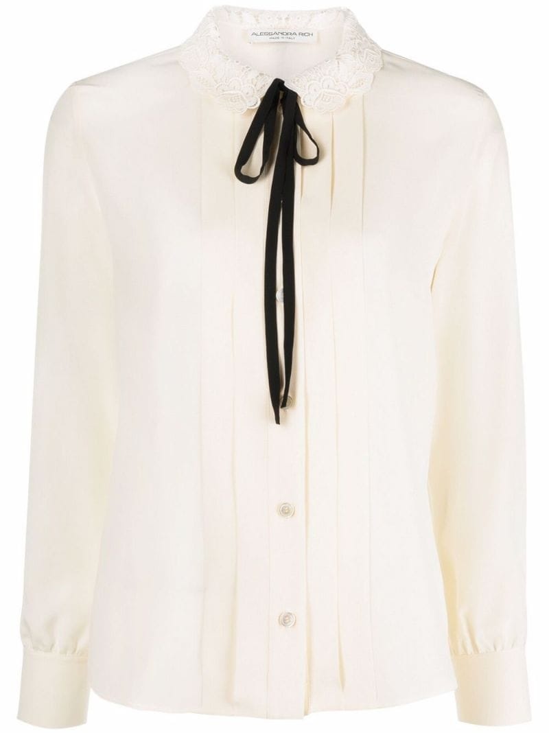 tie-fastening long-sleeve blouse - 1
