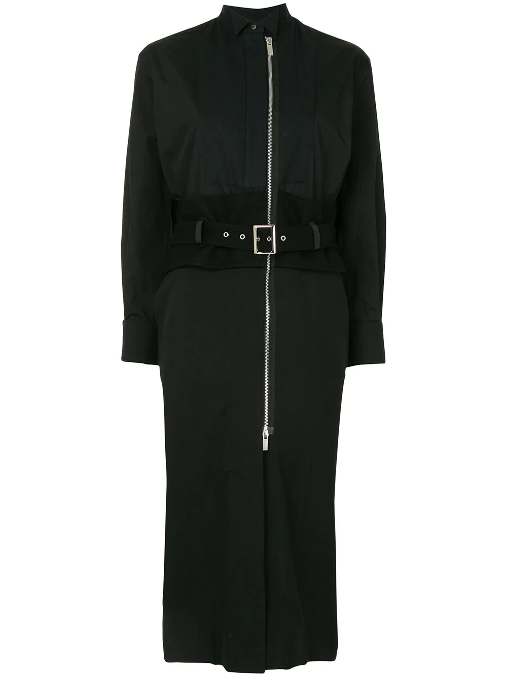 zip-through belted shirtdress  - 1