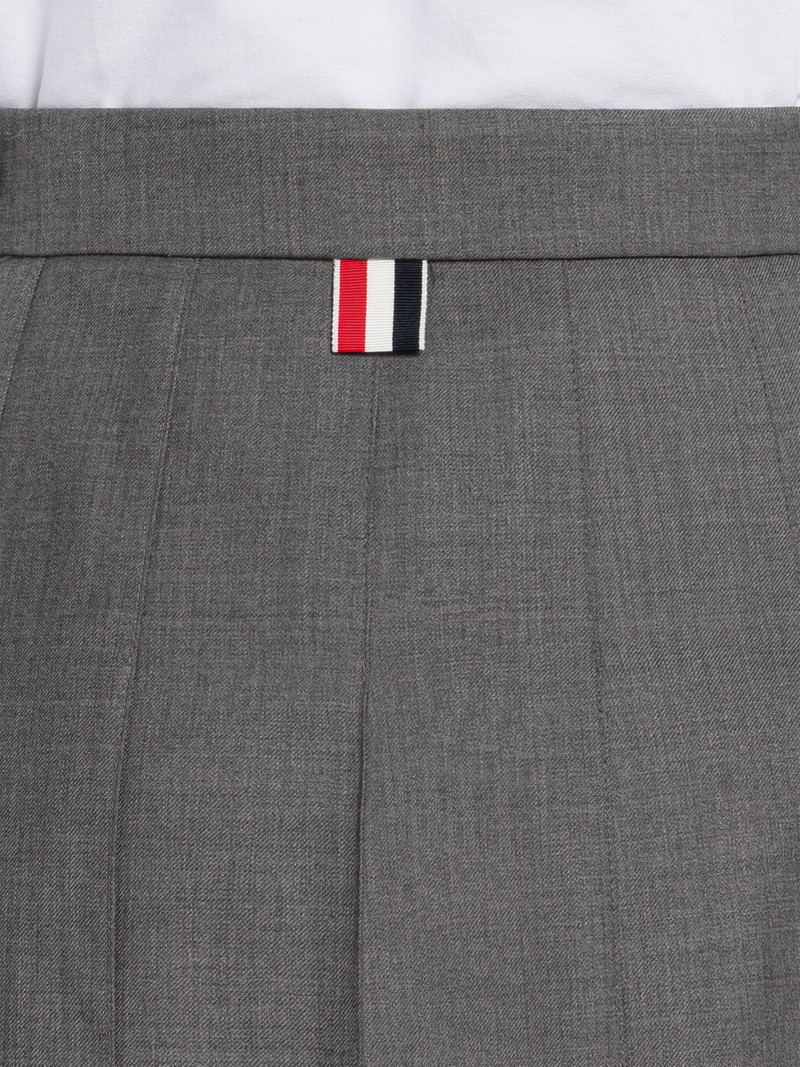 Medium Grey Super 120's Twill Dropped Back Below-the-knee Pleated Skirt 7