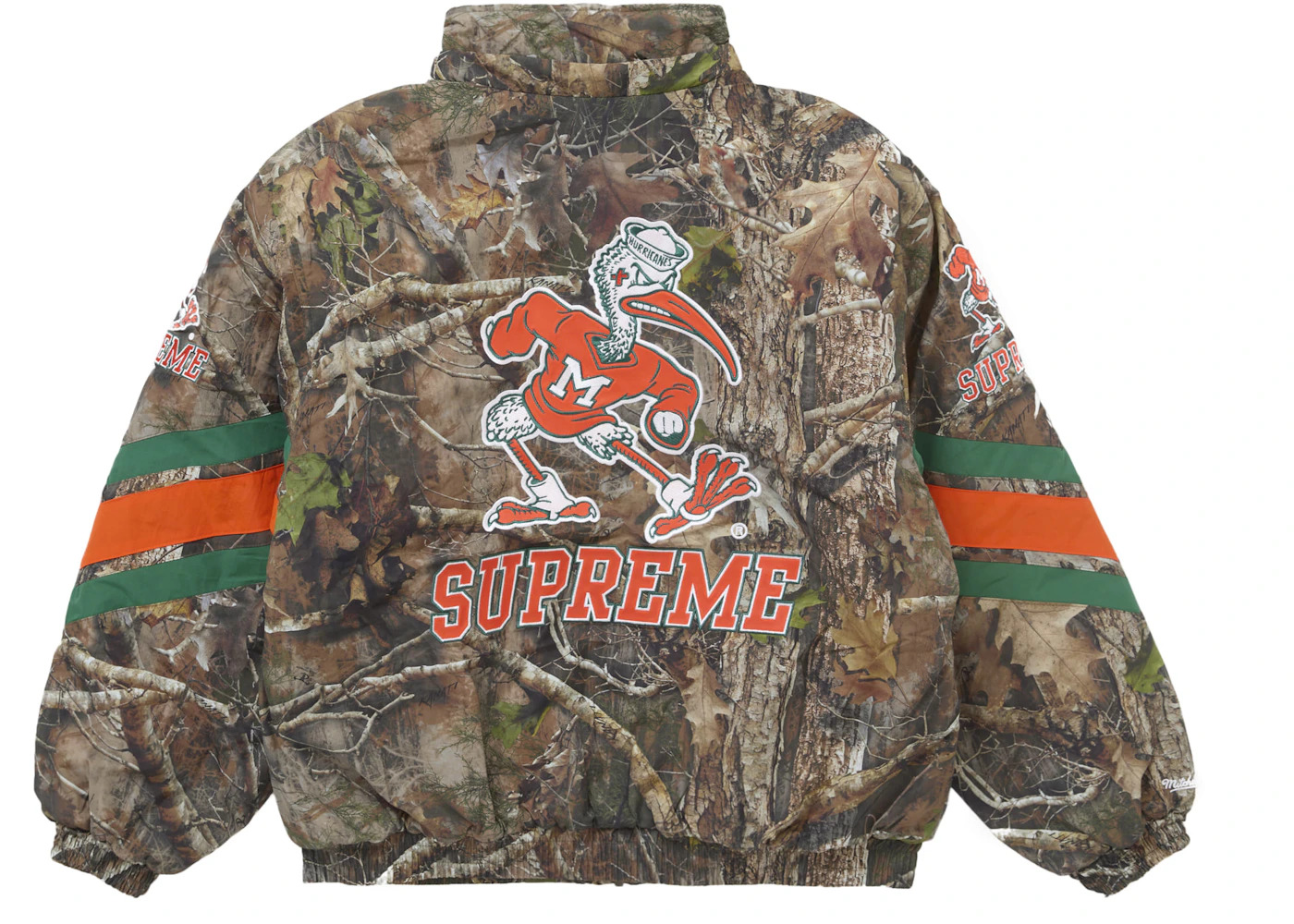 Supreme Mitchell & Ness NCAA Hooded Stadium Jacket Woodland Camo - 5