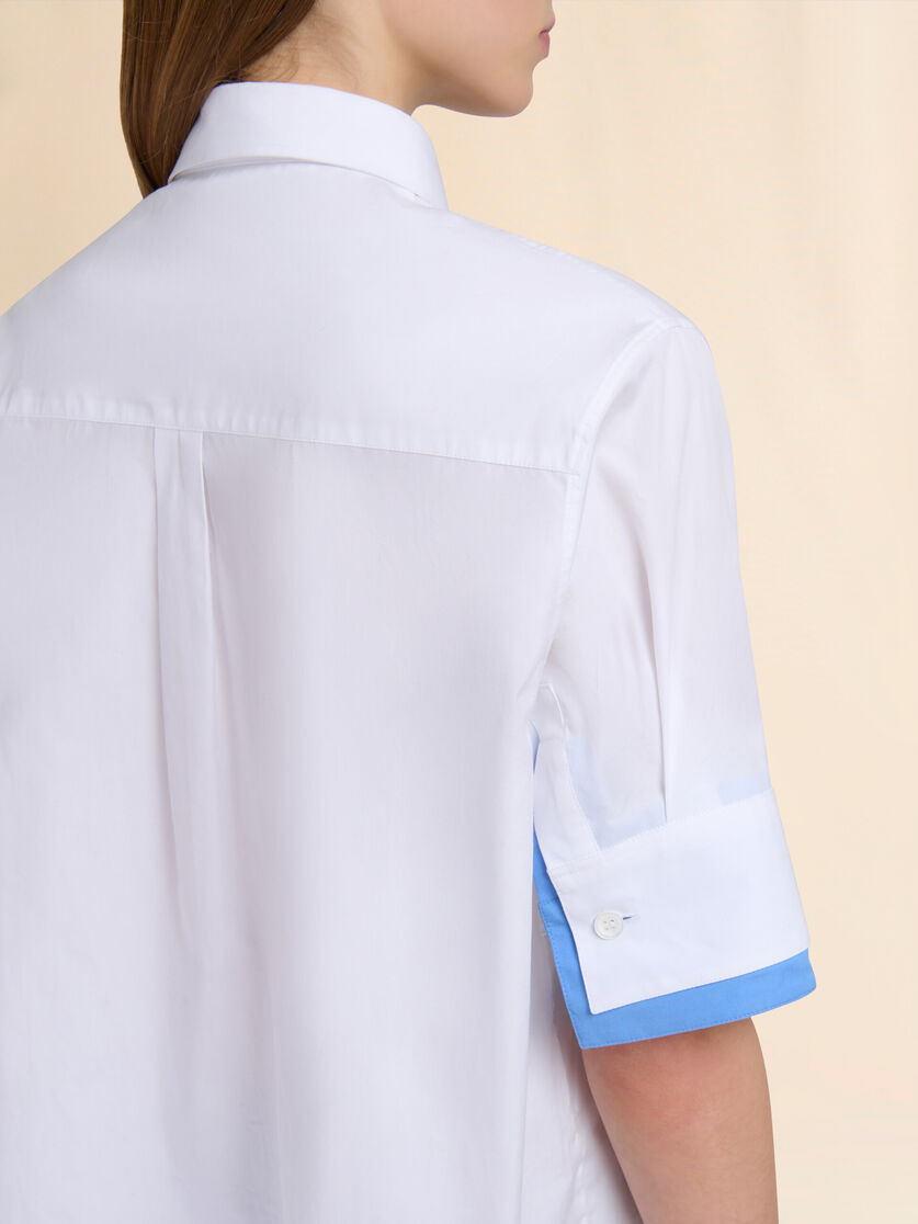 WHITE POPLIN SHIRT WITH DOUBLE CUFFS - 4