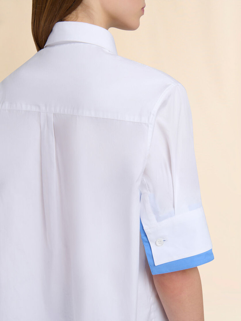 WHITE POPLIN SHIRT WITH DOUBLE CUFFS 4