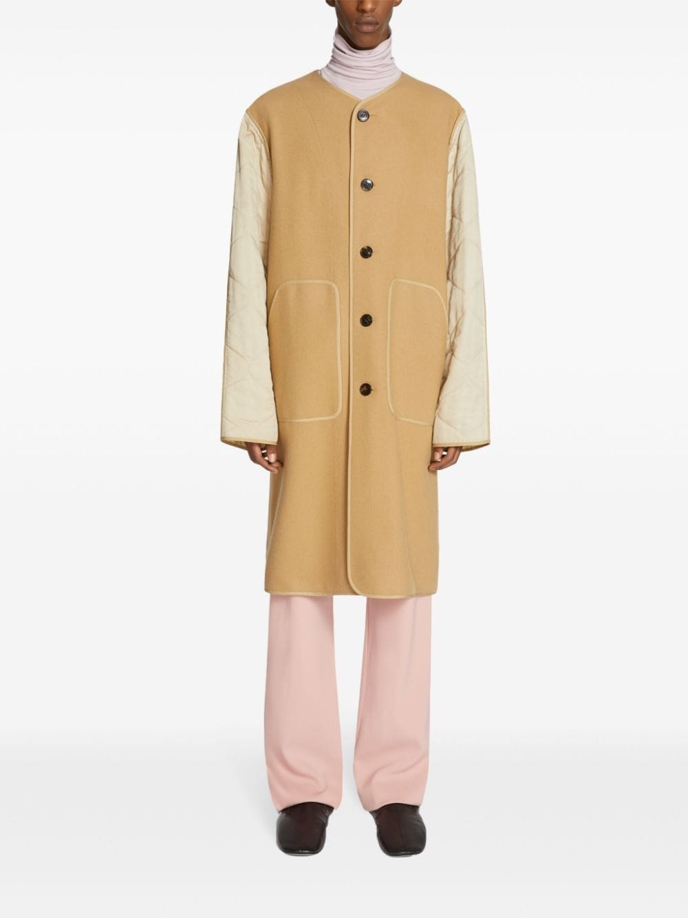 unlined collarless coat - 2