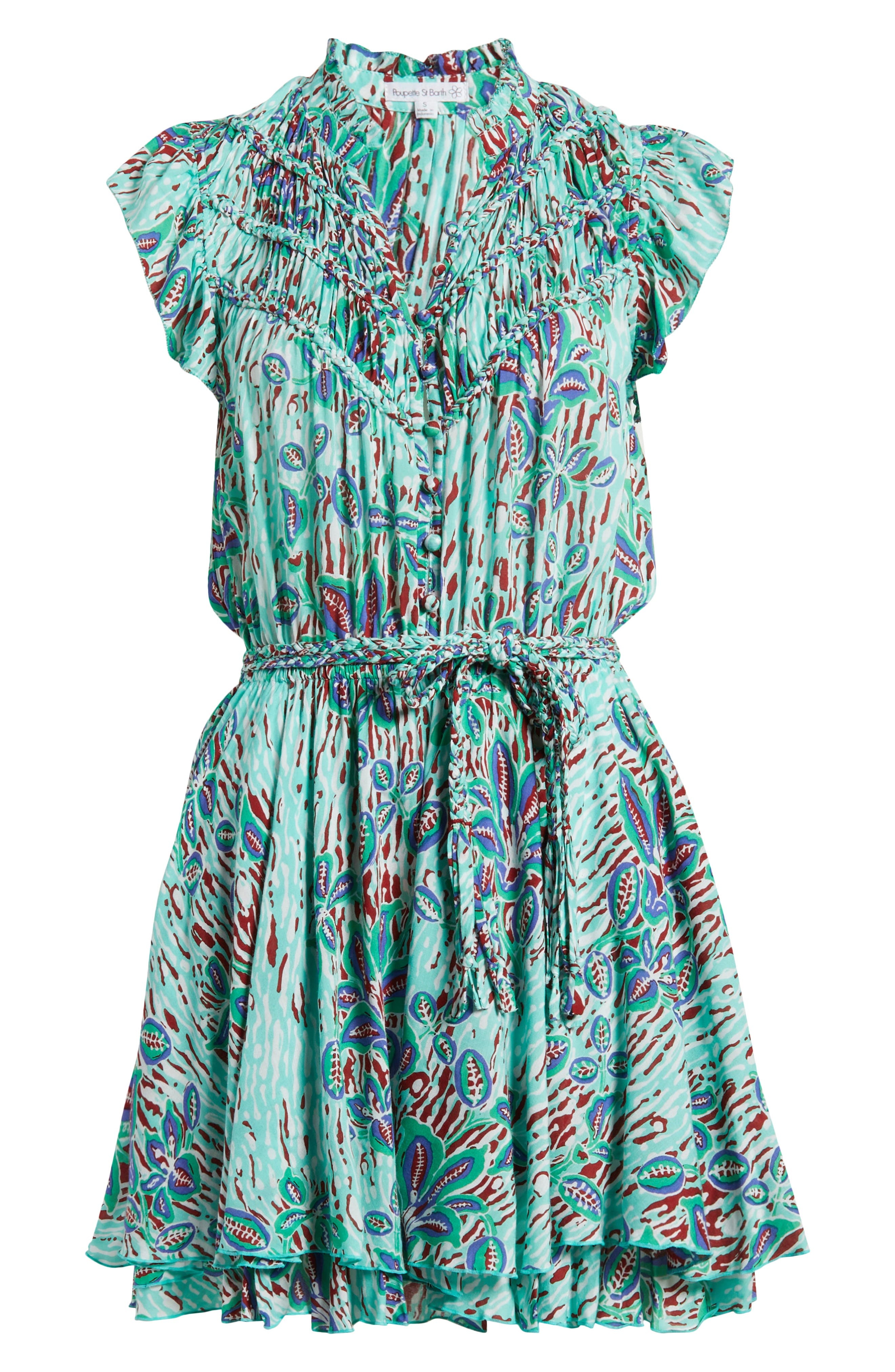 Poupette St Barth Callie Print Cover-Up Minidress in Mint Exotic Forest at Nordstrom - 6