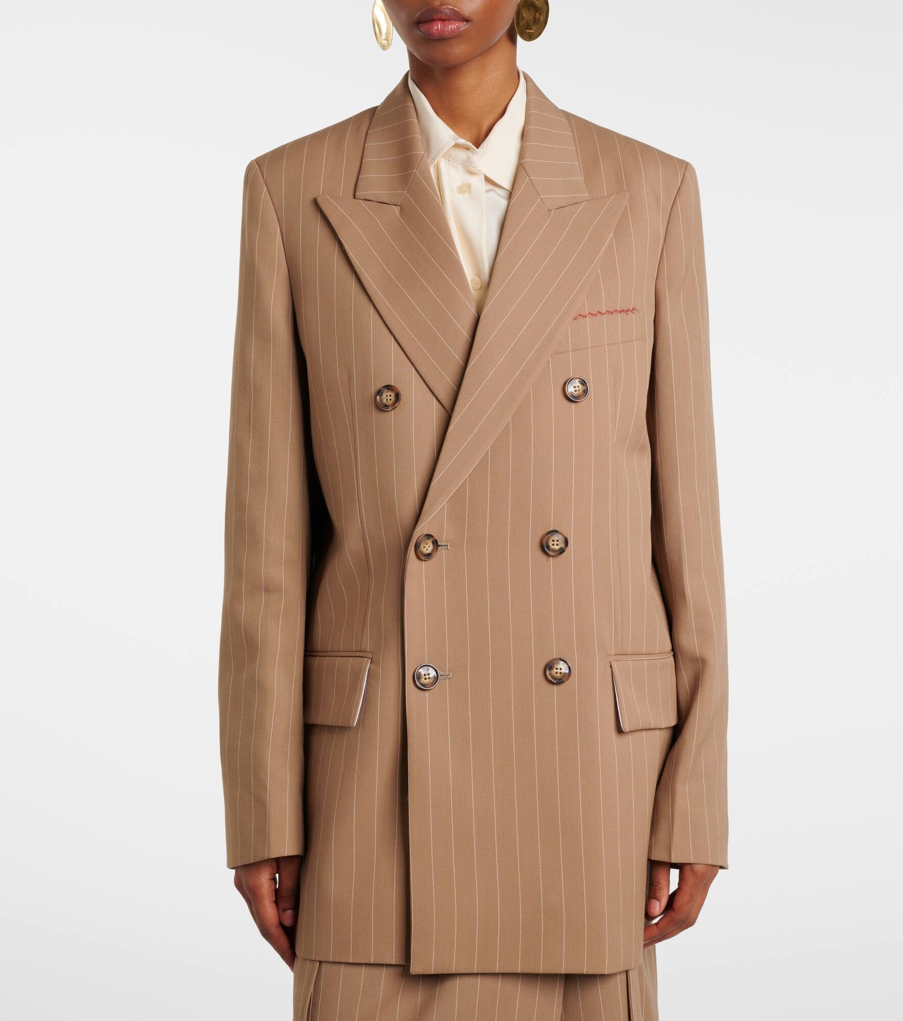 Pinstripe virgin wool blazer - 6