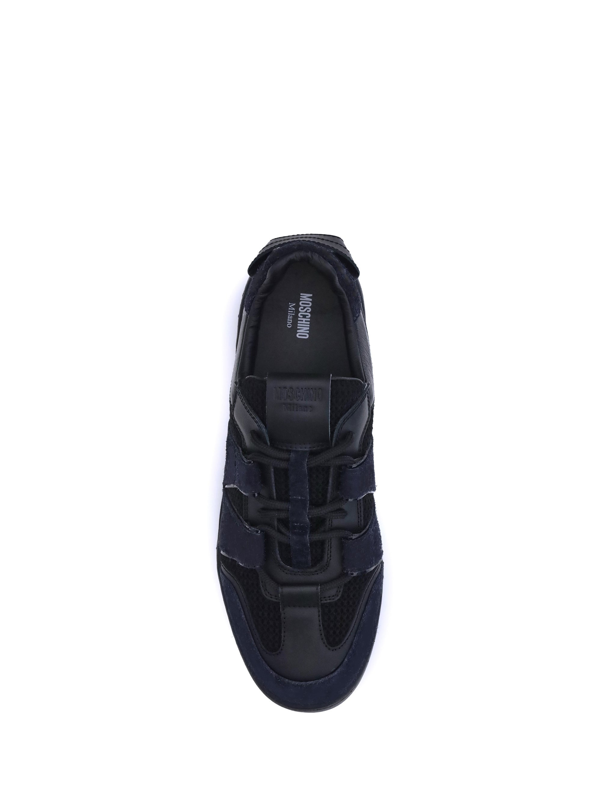 Moschino Women Leather And Mesh Sneakers - 4